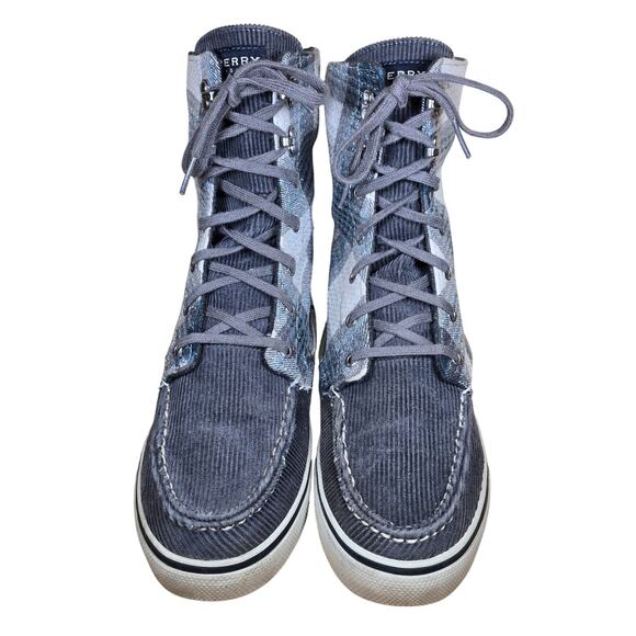 Sperry Top-Sider 9824087 Corduroy Sequin Gray Plaid Lace Up Boots Women's 9.5 M - Picture 6 of 9